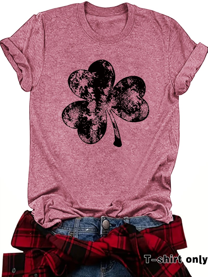 Independent Site St. Patrick'S Element Printed Round Neck Loose Short-Sleeved Large Size T-Shirt - Image 3