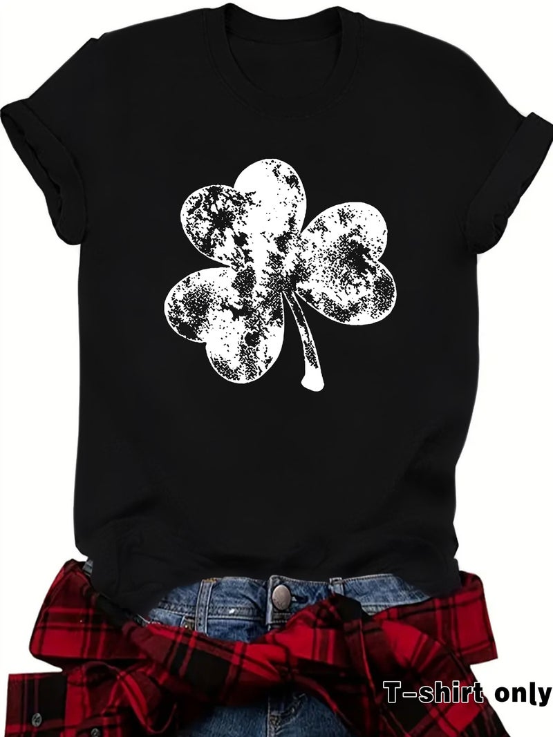 Independent Site St. Patrick'S Element Printed Round Neck Loose Short-Sleeved Large Size T-Shirt - Image 5