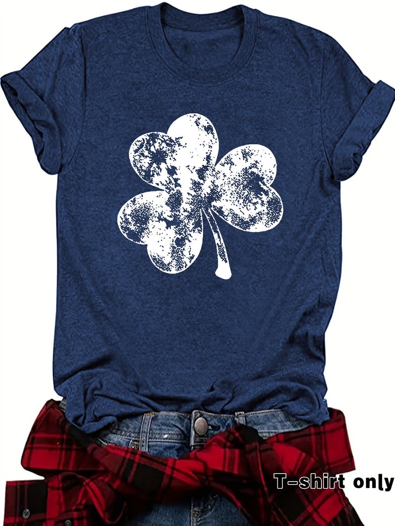 Independent Site St. Patrick'S Element Printed Round Neck Loose Short-Sleeved Large Size T-Shirt - Image 4