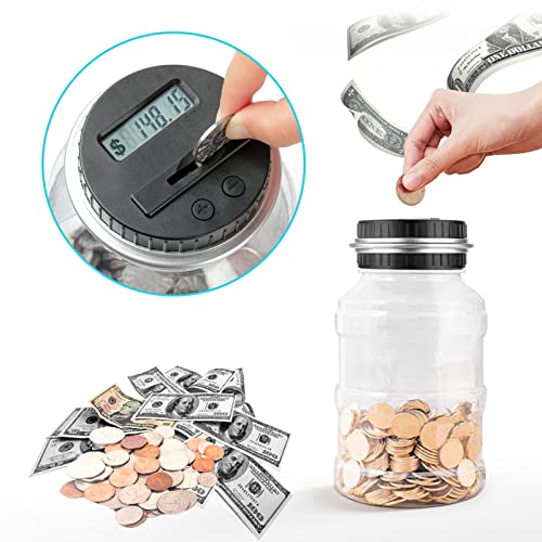 Vcertcpl حصالة كبيرة للأولاد والبالغين، بنك عد النقود الرقمي Vcertcpl مع عداد LCD، حصالة بسعة 1.8 لتر للأموال، مصممة لجميع العملات الأمريكية (فضي) - Image 5