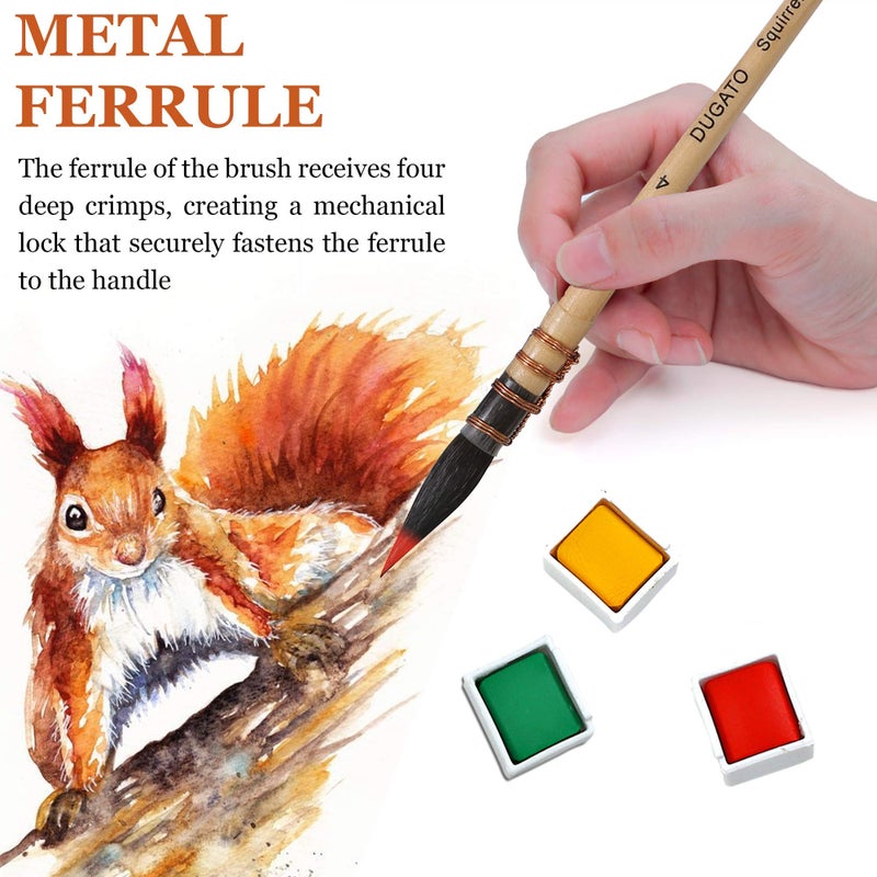 DUGATO Professional Watercolor Paint Brushes, Round Squirrel Hair Paint Brush Set for Art Painting, Gouache, Fine Detailing, Acrylic, Gouache, Oil (4 Brushes) - Image 3