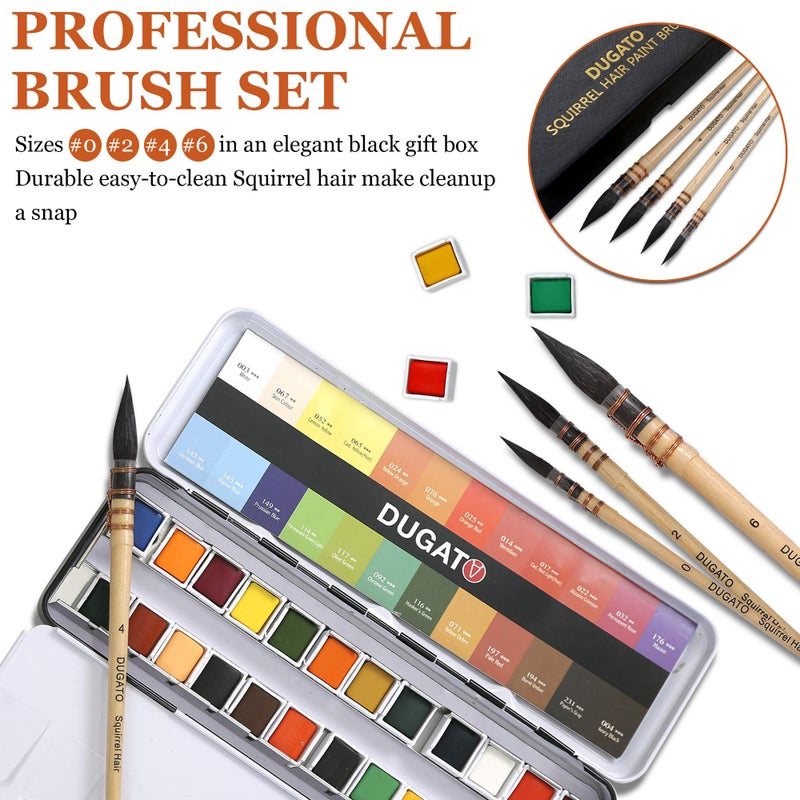 DUGATO Professional Watercolor Paint Brushes, Round Squirrel Hair Paint Brush Set for Art Painting, Gouache, Fine Detailing, Acrylic, Gouache, Oil (4 Brushes) - Image 4