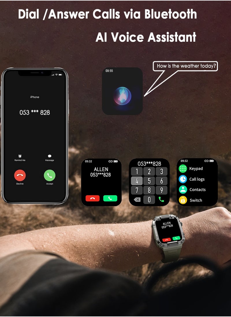 اكس كوبس ساعة ذكية xQoops للاستخدام الخارجي للرجال، ساعة ذكية متينة مزودة بتقنية بلوتوث لإجراء المكالمات والرد عليها، مساعد صوت AI، أكثر من 110 أوضاع رياضية، متتبع صحي IP68 مقاوم للماء وعمر بطارية طويل أسود  - Image 3