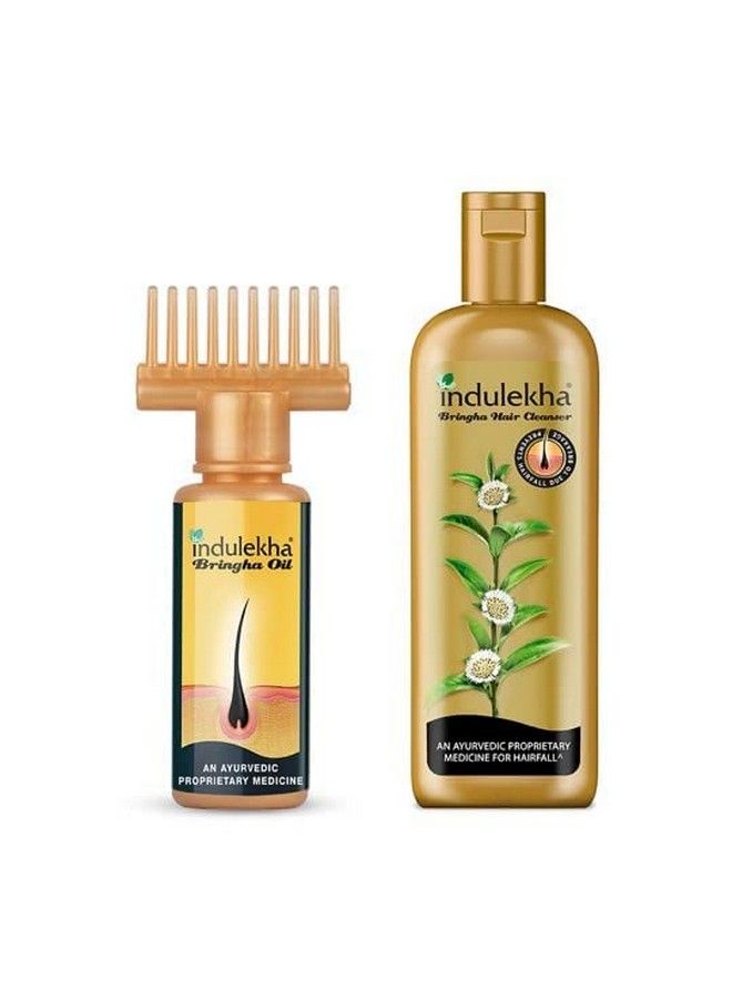 INDULEKHA زيت برينجا 100 مل + شامبو برينجا 340 مل عبوة مشتركة تقلل من تساقط الشعر مع 9 مستخلصات نباتية كاملة من برينجا - Image 1
