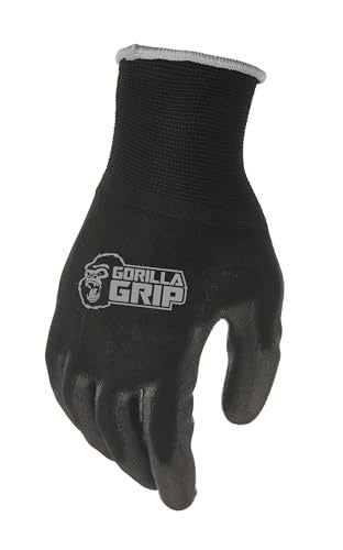 grease monkey Gorilla Grip Work Gloves, Never Slip Maximum Grip All-Purpose, Gloves for Men, Superior in Wet, Dry, Oily Conditions, Polymer Palm, Extra Large Size, 5 Pairs, Black/Blue | 25058-25 - Image 2