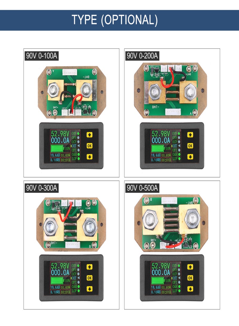 90V 0-300A Digital LCD Display Coulometer 2-way Current Measurement Voltmeter Ammeter Watt Meter Voltage Current Energy Monitor - Image 2