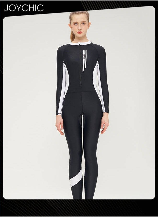 Joychic - Women Summer One Piece Rash Guard Swimsuit Zipper Front Bathing Suit Surfing Wetsuit UPF 50+ Sport Swimwear for Outdoor Beach - Image 1