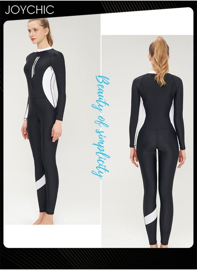 Joychic - Women Summer One Piece Rash Guard Swimsuit Zipper Front Bathing Suit Surfing Wetsuit UPF 50+ Sport Swimwear for Outdoor Beach - Image 1