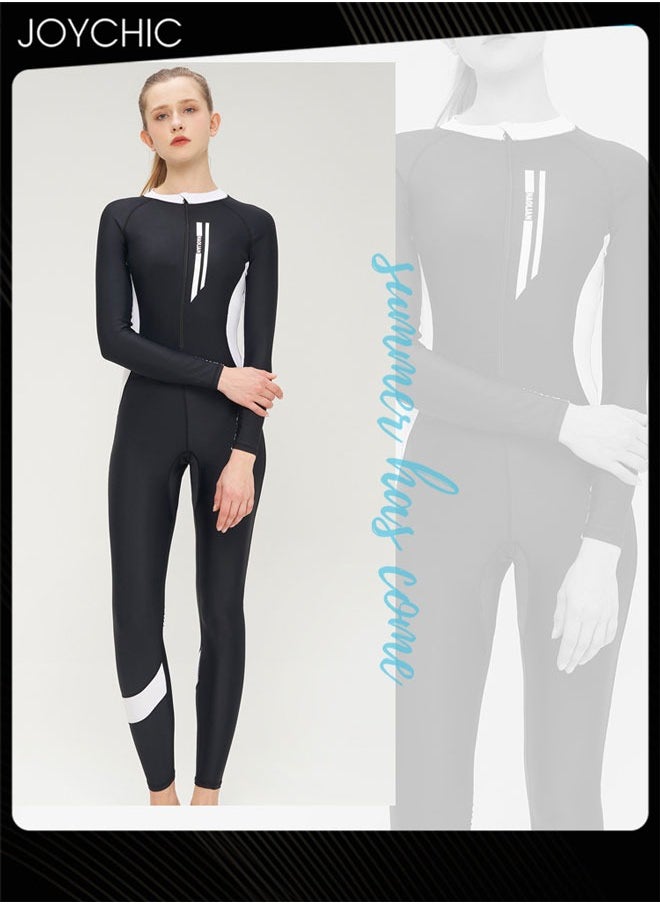 Joychic - Women Summer One Piece Rash Guard Swimsuit Zipper Front Bathing Suit Surfing Wetsuit UPF 50+ Sport Swimwear for Outdoor Beach - Image 1