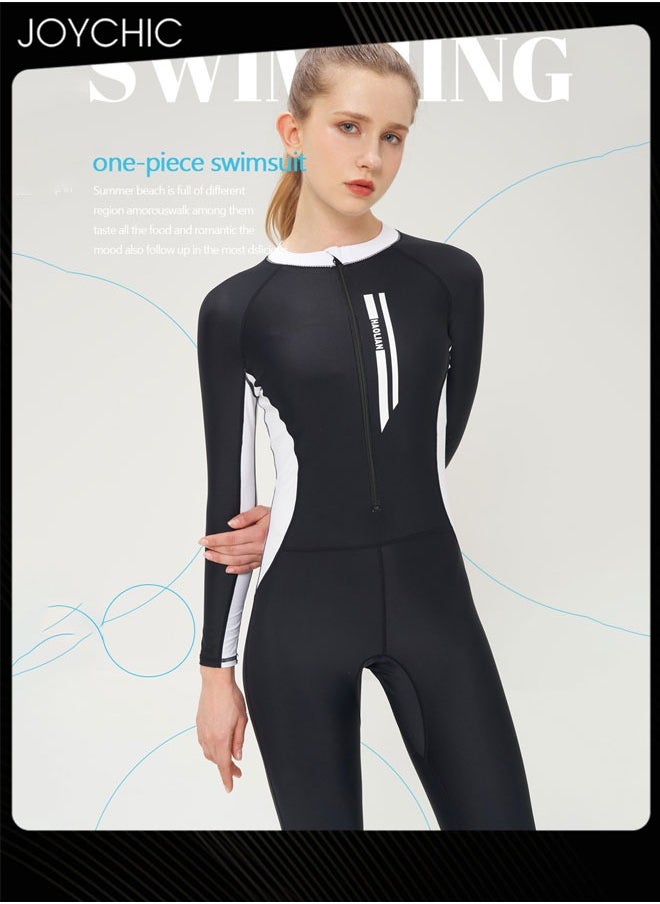 Joychic - Women Summer One Piece Rash Guard Swimsuit Zipper Front Bathing Suit Surfing Wetsuit UPF 50+ Sport Swimwear for Outdoor Beach - Image 1