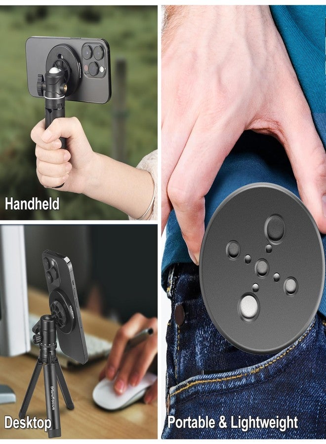 MINIFOCUS محول ثلاثي القوائم MINIFOCUS Magsafe، محول تثبيت الهاتف المغناطيسي مع ثقوب 1/4"، متوافق مع ملصق MagSafe لهواتف iPhone 17/16/15/14/13/12 Pro/Pro Max/Mini والمزيد من الهواتف - Image 3
