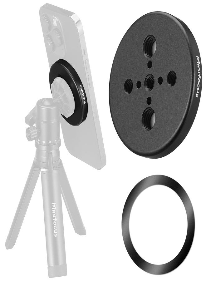 MINIFOCUS محول ثلاثي القوائم MINIFOCUS Magsafe، محول تثبيت الهاتف المغناطيسي مع ثقوب 1/4"، متوافق مع ملصق MagSafe لهواتف iPhone 17/16/15/14/13/12 Pro/Pro Max/Mini والمزيد من الهواتف - Image 1