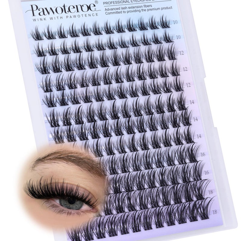 Pawotence Wispy Lash Clusters Natural Eyelash Clusters 10-18mm Fairy Lashes Cluster Eyelash Extensions 144pcs Anime Individual Cluster Lashes Wispy for DIY Lash Extension - Image 1