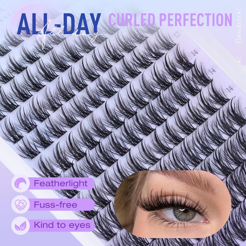 Pawotence Wispy Lash Clusters Natural Eyelash Clusters 10-18mm Fairy Lashes Cluster Eyelash Extensions 144pcs Anime Individual Cluster Lashes Wispy for DIY Lash Extension - Image 4