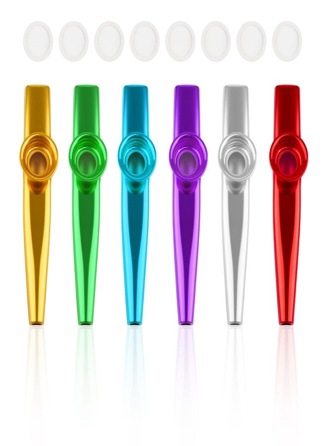 Pretwad 6 PCS Metal Kazoos with 8 PCS Spare Diaphragms - Premium Kazoos Musical Instruments for Adults & Kids, A Good Companion for Ukulele, Violin, Guitar,Piano Keyboard, Perfect for Parties, Music Lovers - Image 1