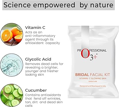 O3 Bridal Facial Kit Vitamin C for Glowing Skin and Radiant Complexion Suitable for All Skin Types 136g Single Use KIT172 - Image 2