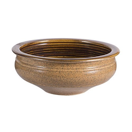 Caffeine Ceramic Handmade Mustard & Brown Studio Serving Bowl 7.5 inch (Set of 1)