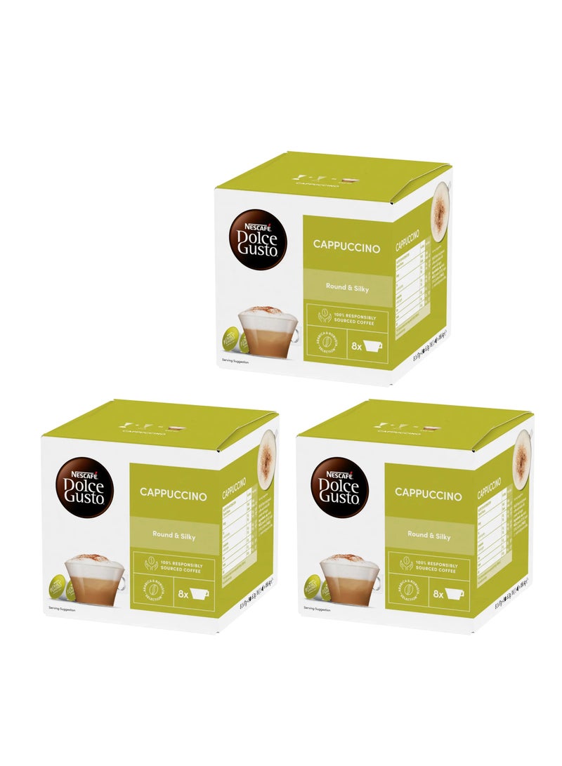 Dolce Gusto Cappuccino Coffee, 16 Capsules, Pack of 3