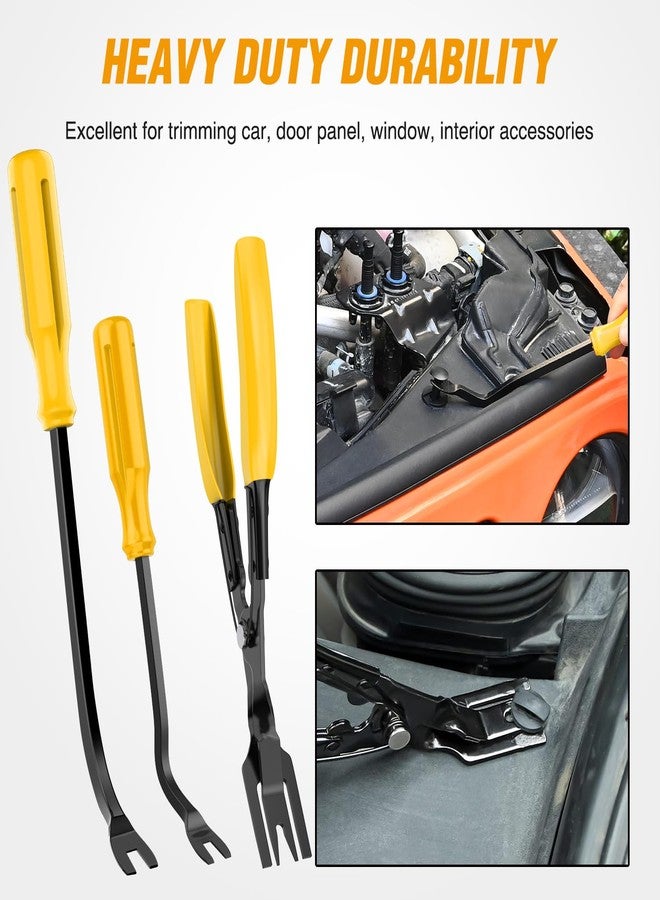 GOOACC 238Pcs Trim Removal Tool, Auto Push Pin Bumper Retainer Clip Set Fastener Terminal Remover Tool Adhesive Cable Clips Kit Car Panel Radio Removal Auto Clip Pliers, Yellow - Image 3