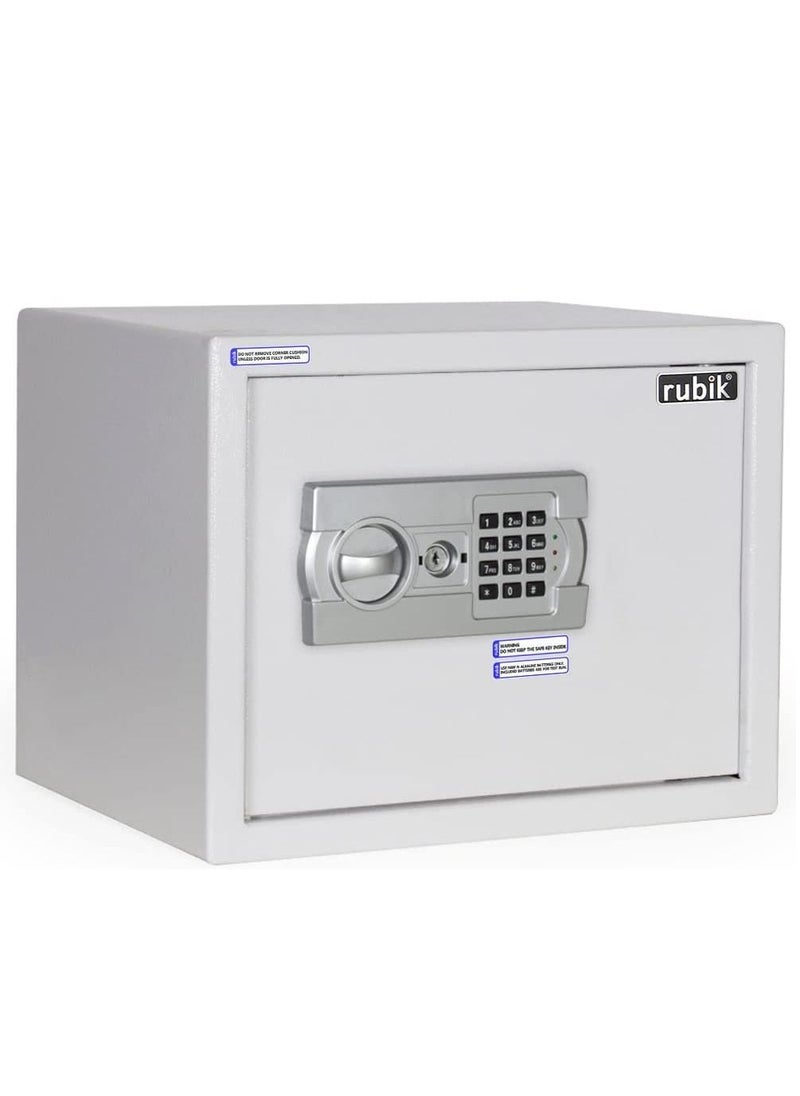 Rubik Large Safe Box with Digital Keypad Combination Lock and Emergency Keys for Business Office Home A4 Documents Passports Cash Money Jewellery Valuables Size 30x38x30cm - RB30-WHT  - Image 1