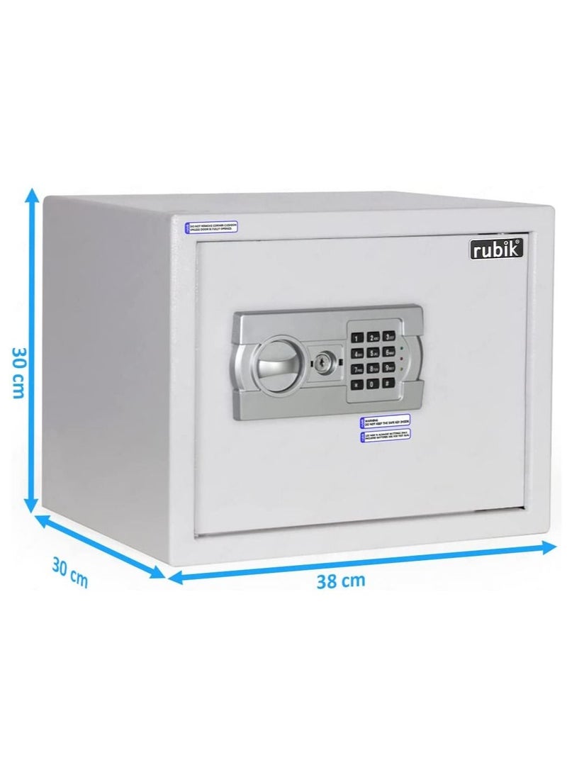 Rubik Large Safe Box with Digital Keypad Combination Lock and Emergency Keys for Business Office Home A4 Documents Passports Cash Money Jewellery Valuables Size 30x38x30cm - RB30-WHT  - Image 4