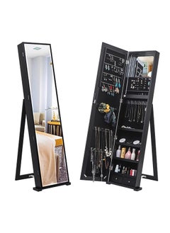 AtoZ Furniture Jewelry Mirror Cabinet Armoire Organizer Standing in Black Color 
