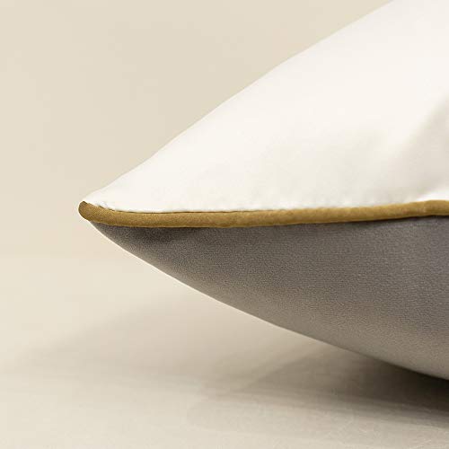 Avigers 20 x 20 Inches Gray White Gold Leather Striped Patchwork Velvet Cushion Case Luxury Modern Throw Pillow Cover Decorative Pillow for Couch Living Room Bedroom Car - Image 4