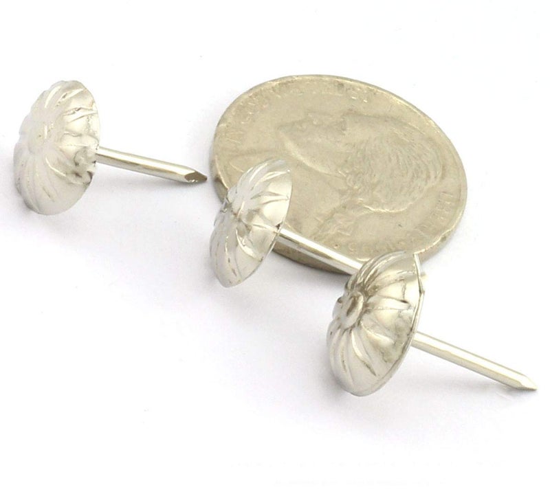 RuiLing 150pcs Upholstery Tacks Stud Elegant Vintage Pushpin Doornail Round Dome Head Furniture Decoration Nails Pins White Nickel 11x17mm - Image 2
