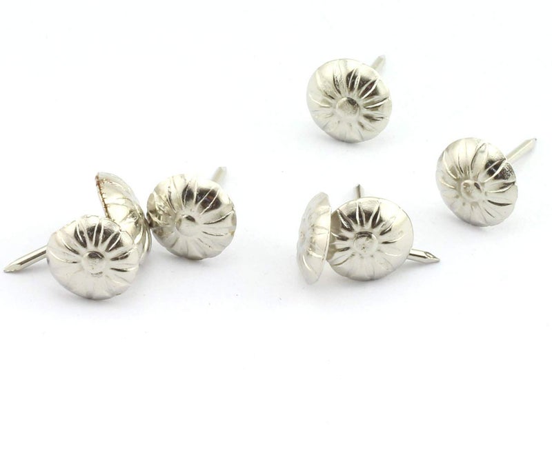 RuiLing 150pcs Upholstery Tacks Stud Elegant Vintage Pushpin Doornail Round Dome Head Furniture Decoration Nails Pins White Nickel 11x17mm - Image 3