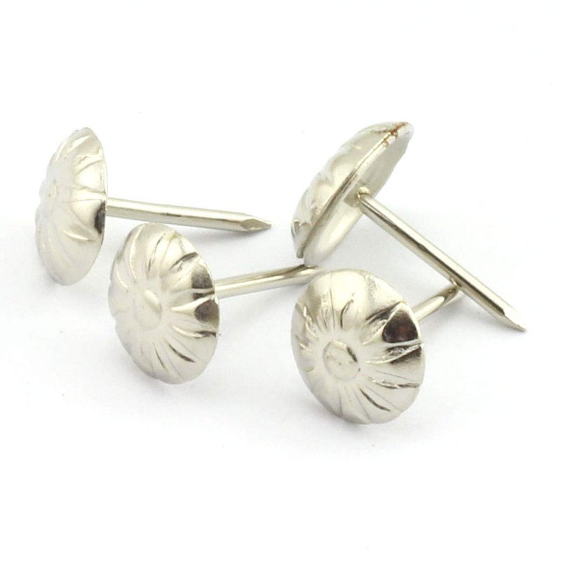 RuiLing 150pcs Upholstery Tacks Stud Elegant Vintage Pushpin Doornail Round Dome Head Furniture Decoration Nails Pins White Nickel 11x17mm - Image 1