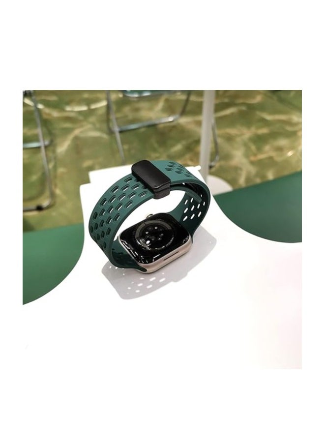 ten.tech - TenTech Breathable Silicone Sports Watch Band with Magnetic Clasp for Apple Watch Ultra/Ultra 2, Size 49mm 45mm 44mm 42, Soft Band for iWatch Series 9/8/7/6/5/4/3/2 /1/SE – Pine green - Image 1