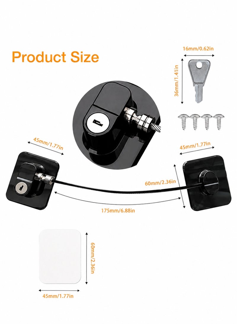 BOFAN Highly Secured Refrigerator Lock with Key – Mini Refrigerator Door Lock for Children and Adults – Multi Functional Lock for Securing Fridge, Drawers and Health Products (Black) - Image 2