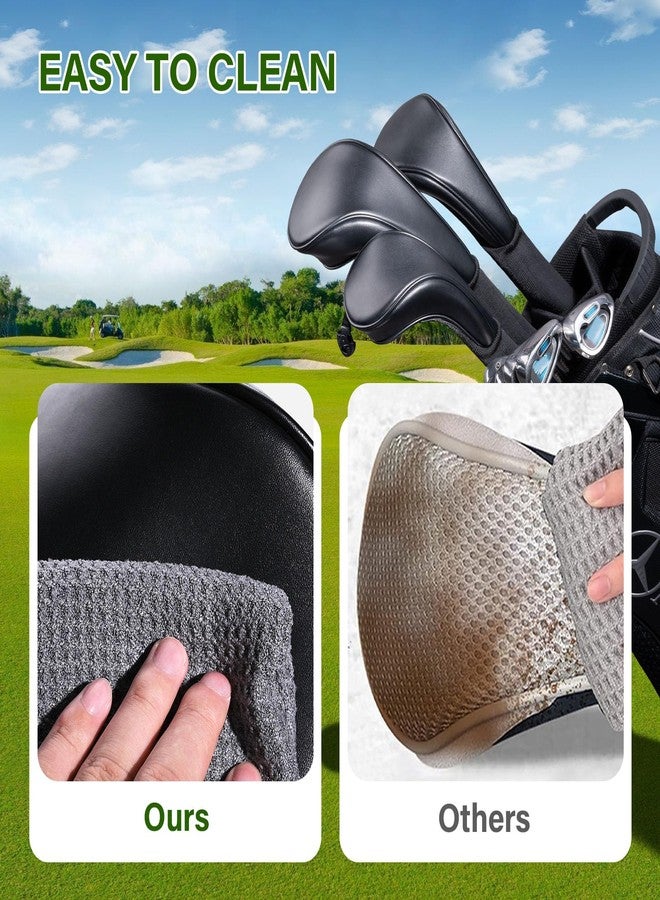 PONADA Golf Club Covers - Golf Club Head Covers for Driver,Fairway Woods and Hybrid - 3pcs Long Neck PU Leather Golf Headcover Set for Club Men Women with Interchangeable No. Tags (Black) - Image 5