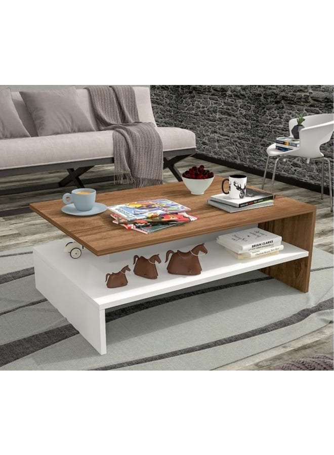 Retro Coffee table 60 cm – brown and white RA-T08 - Image 1