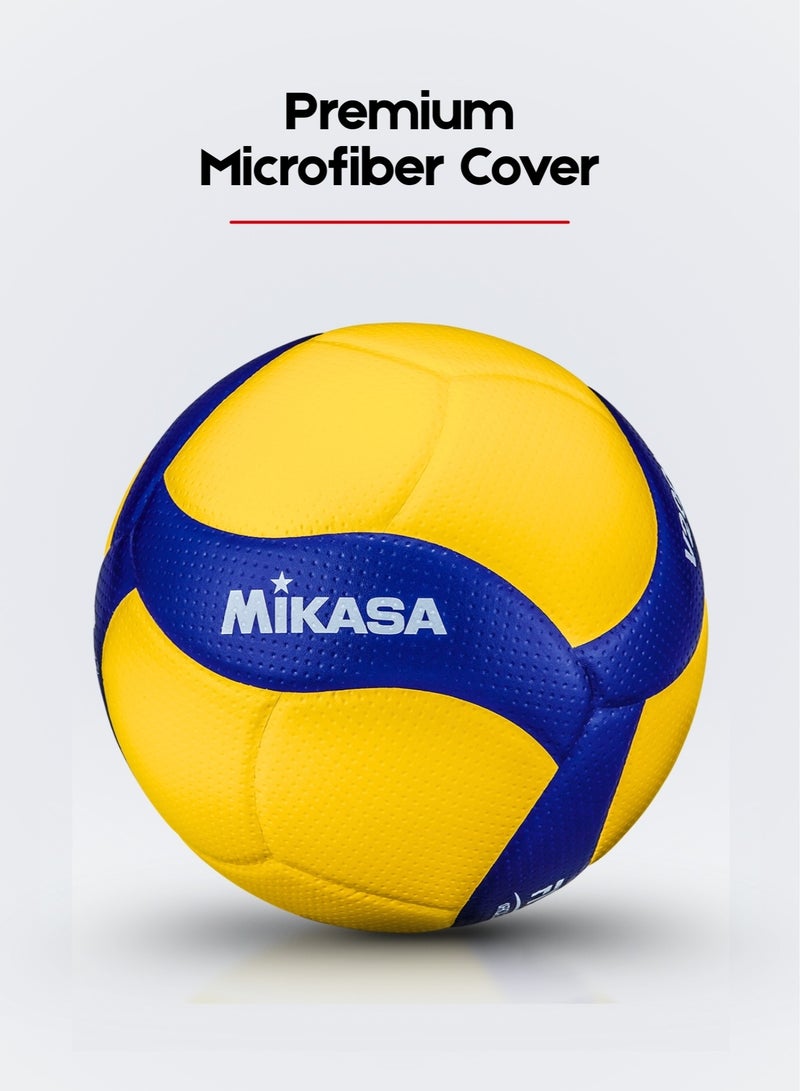 Mikasa Premium Size 5 Volleyball | Professional 8-Panel Design | Superior Grip & Long-Lasting Durability | Blue & Yellow - Image 2