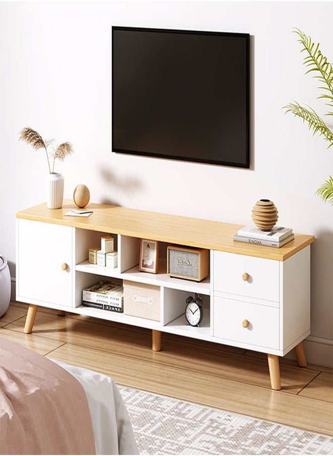C&C Home - Modern Simple TV Cabinet With Large Capacity Drawers and Open Shelfs Combination Set TV Table for Home Living Room Furniture 120 x 38 x 30 CM - Image 1