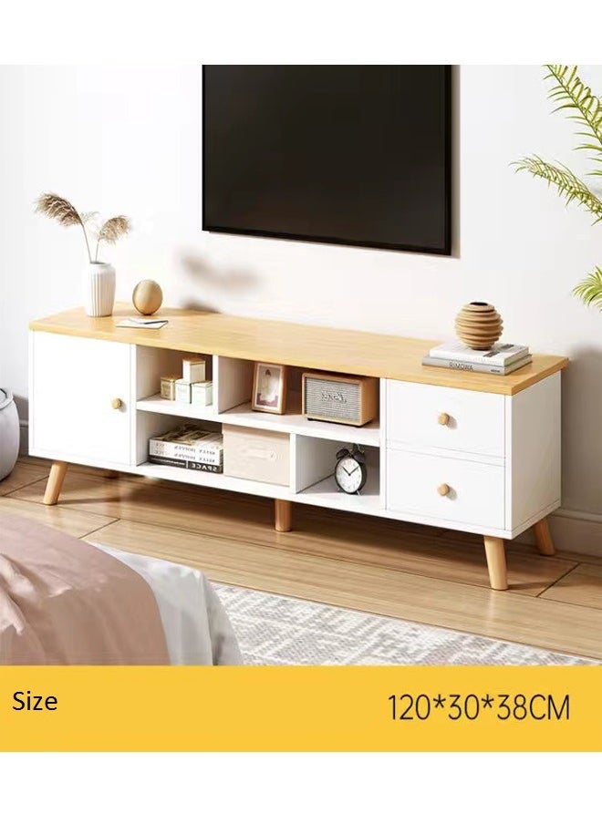 C&C Home - Modern Simple TV Cabinet With Large Capacity Drawers and Open Shelfs Combination Set TV Table for Home Living Room Furniture 120 x 38 x 30 CM - Image 1