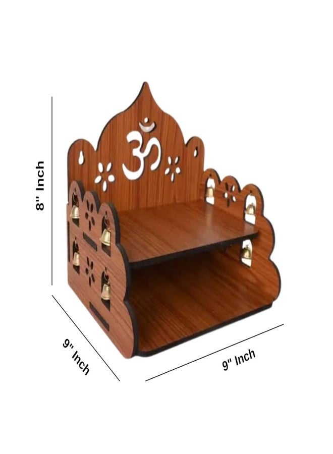 AR Art Engineered Wooden Pooja Mandir Temple Om Floral Design for Wall Mounted Home & Office (L-8, W-8, H-9 Inch) Light Brown – Elegant Spiritual Décor for Worship - Image 3