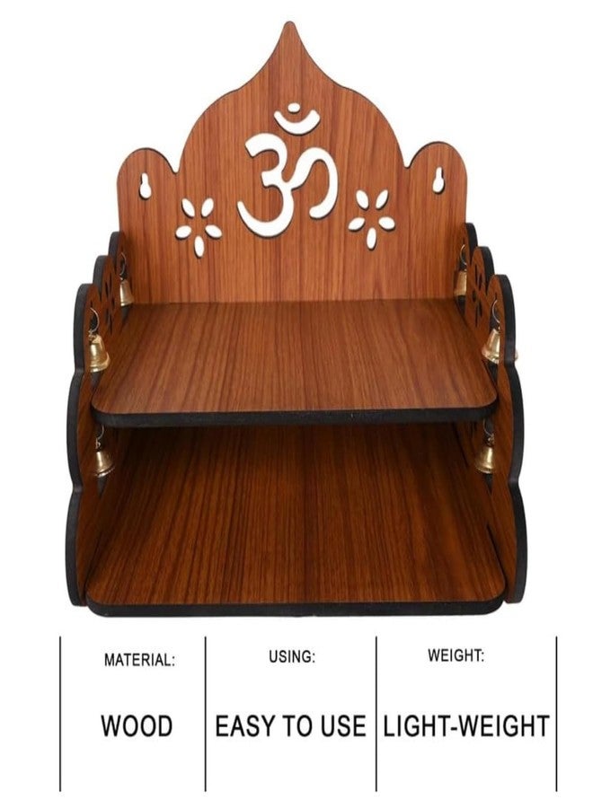 AR Art Engineered Wooden Pooja Mandir Temple Om Floral Design for Wall Mounted Home & Office (L-8, W-8, H-9 Inch) Light Brown – Elegant Spiritual Décor for Worship - Image 4