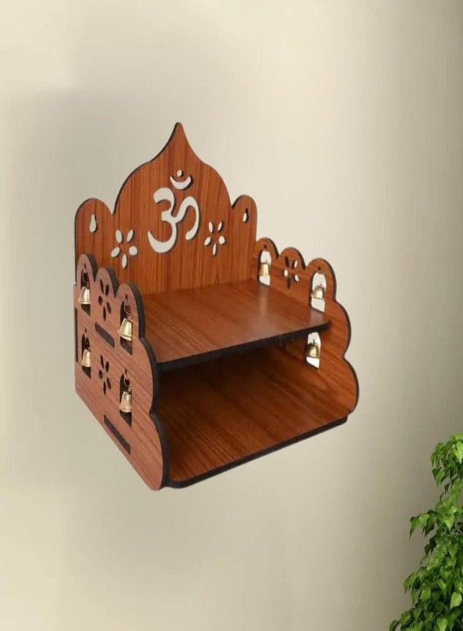AR Art Engineered Wooden Pooja Mandir Temple Om Floral Design for Wall Mounted Home & Office (L-8, W-8, H-9 Inch) Light Brown – Elegant Spiritual Décor for Worship - Image 5