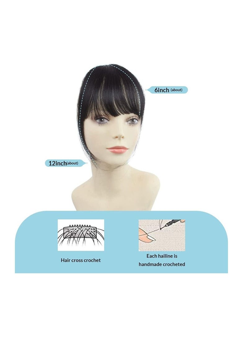 Estelle Natural Real Human Hair Fringe Hand Tied Bangs Fashion Clip in Hair Extension Natural Black Flat Bangs With Temples - Image 2