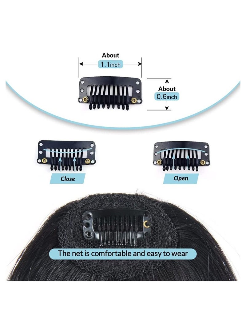 Estelle Natural Real Human Hair Fringe Hand Tied Bangs Fashion Clip in Hair Extension Natural Black Flat Bangs With Temples - Image 3