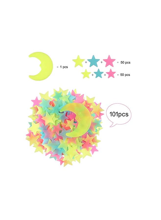 Amaonm Pcs Colorful Glow in The Dark Luminous Stars and Moon Fluorescent Noctilucent Plastic Wall Stickers Murals Decals for Home Art Decor Ceiling Wall Decorate Kids Babys Bedroom Room Decorations … - Image 2