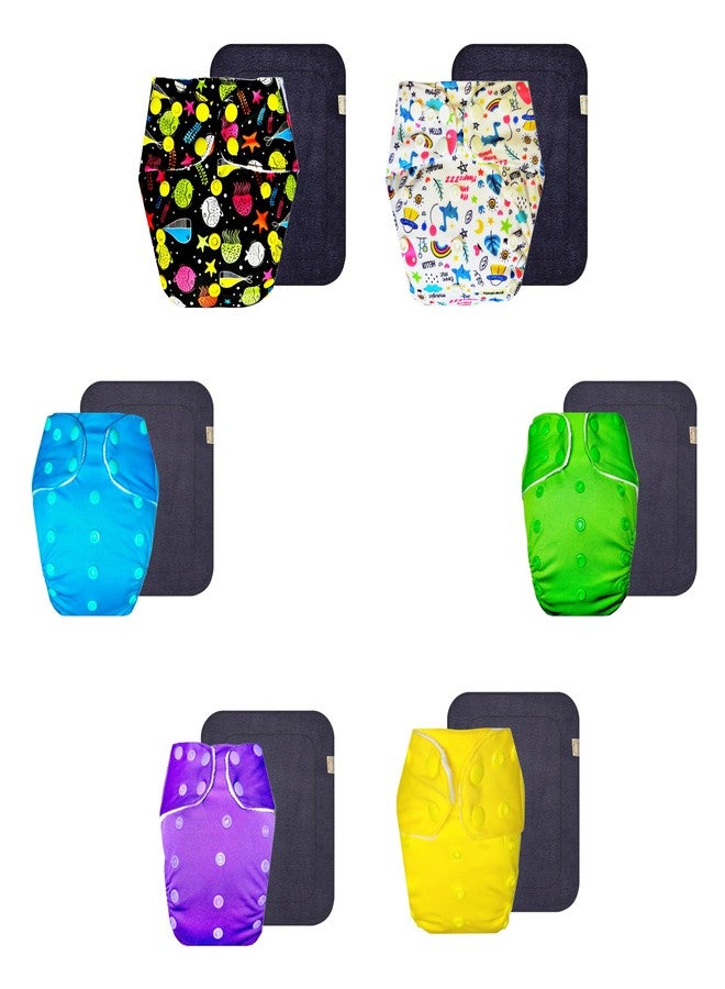 Dumbledo Premium Cloth Diaper with Gray Insert (Pack of 6) | Hypoallergenic | Leakproof | Easy to Clean | Worry-Free Diapering | 3 Months - 3 Years | Unisex Baby - Image 1