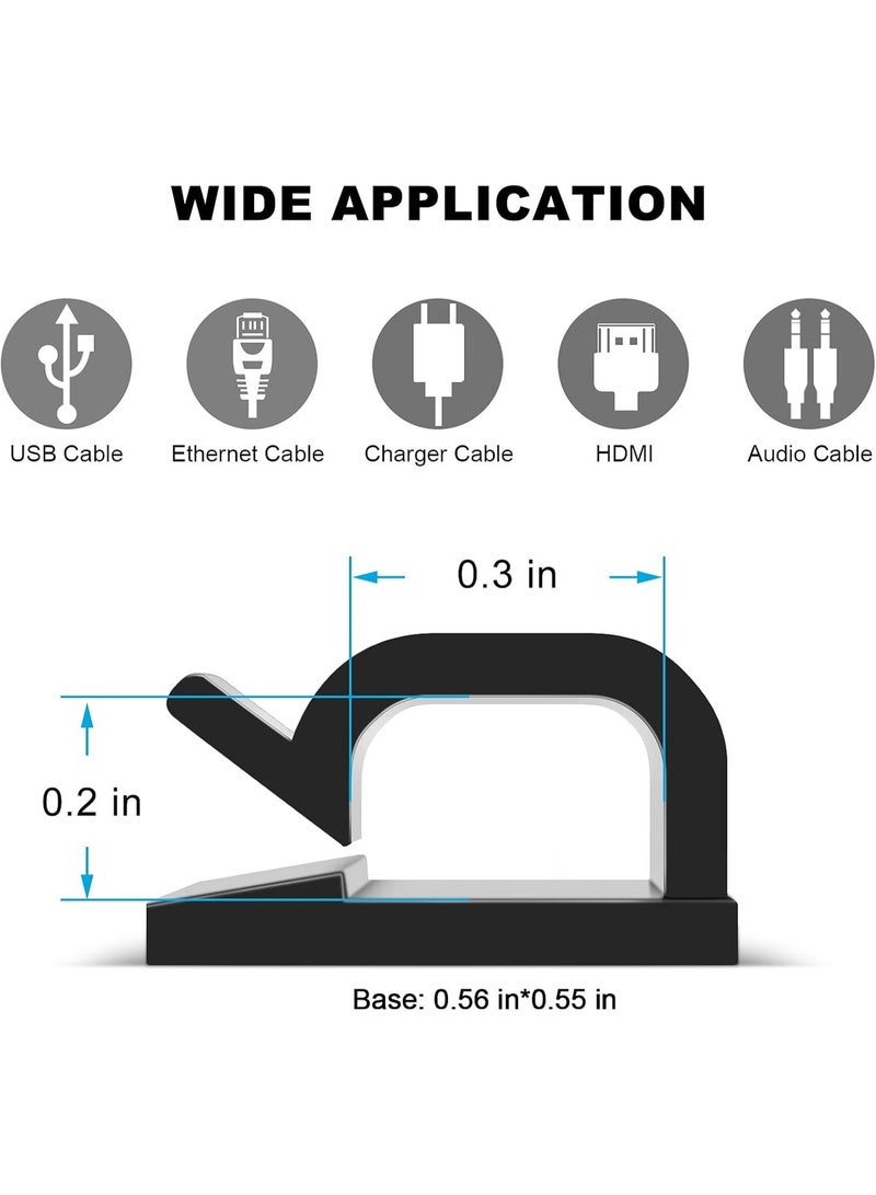 60 PCS Adhesive Cable Clips, Upgraded Wall Wire Clips for Cable Management, Strong Cord Clips Wire Holders for The Wall, Under Desk, Christmas Lights, Car, Dash Cam, Ethernet, Electric Wires Small - Image 2