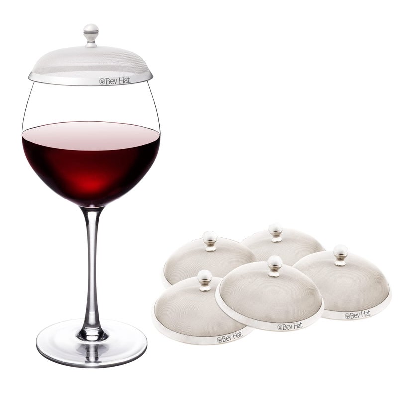 BEV HAT BevHat Stainless Steel Wine Glass Cover Pack of 6 Keep The Bugs Out of Your Drinks For Coffee Mugs Tea Cups Water Glasses Wine Accessories to Protect Your Beverage Outside 