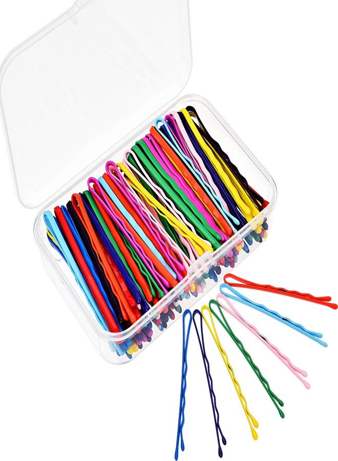 Bememo 100 Pieces Colorful Bobby Pin Hair Styling Clips with 1 Storage Box for Women, colored Bobby Pins for Hair, 10 Colors - Image 1