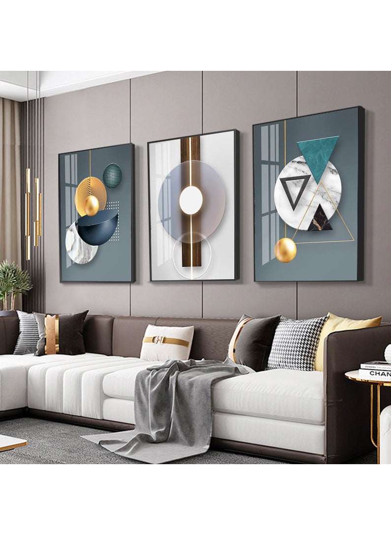 FASHION HOME 3PCS Wall Art Bright Style Minimalist Decor Modern Abstract Canvas Prints Poster Picture Framed Paintings Decorations  - Image 1