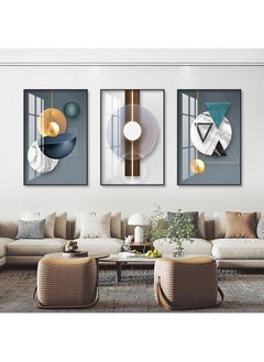 FASHION HOME 3PCS Wall Art Bright Style Minimalist Decor Modern Abstract Canvas Prints Poster Picture Framed Paintings Decorations  - Image 2