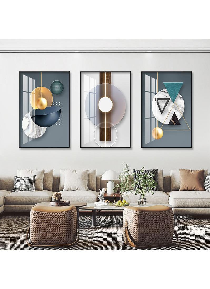 FASHION HOME 3PCS Wall Art Bright Style Minimalist Decor Modern Abstract Canvas Prints Poster Picture Framed Paintings Decorations  - Image 2